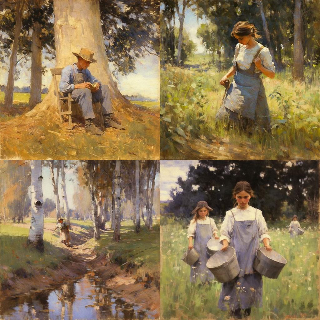 Theodore Robinson style, Midjourney V5.1, render 1 of 4