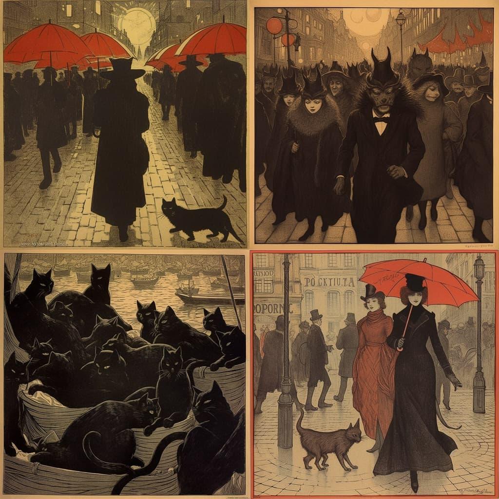 Theophile Steinlen style, Midjourney V5.1, render 1 of 4