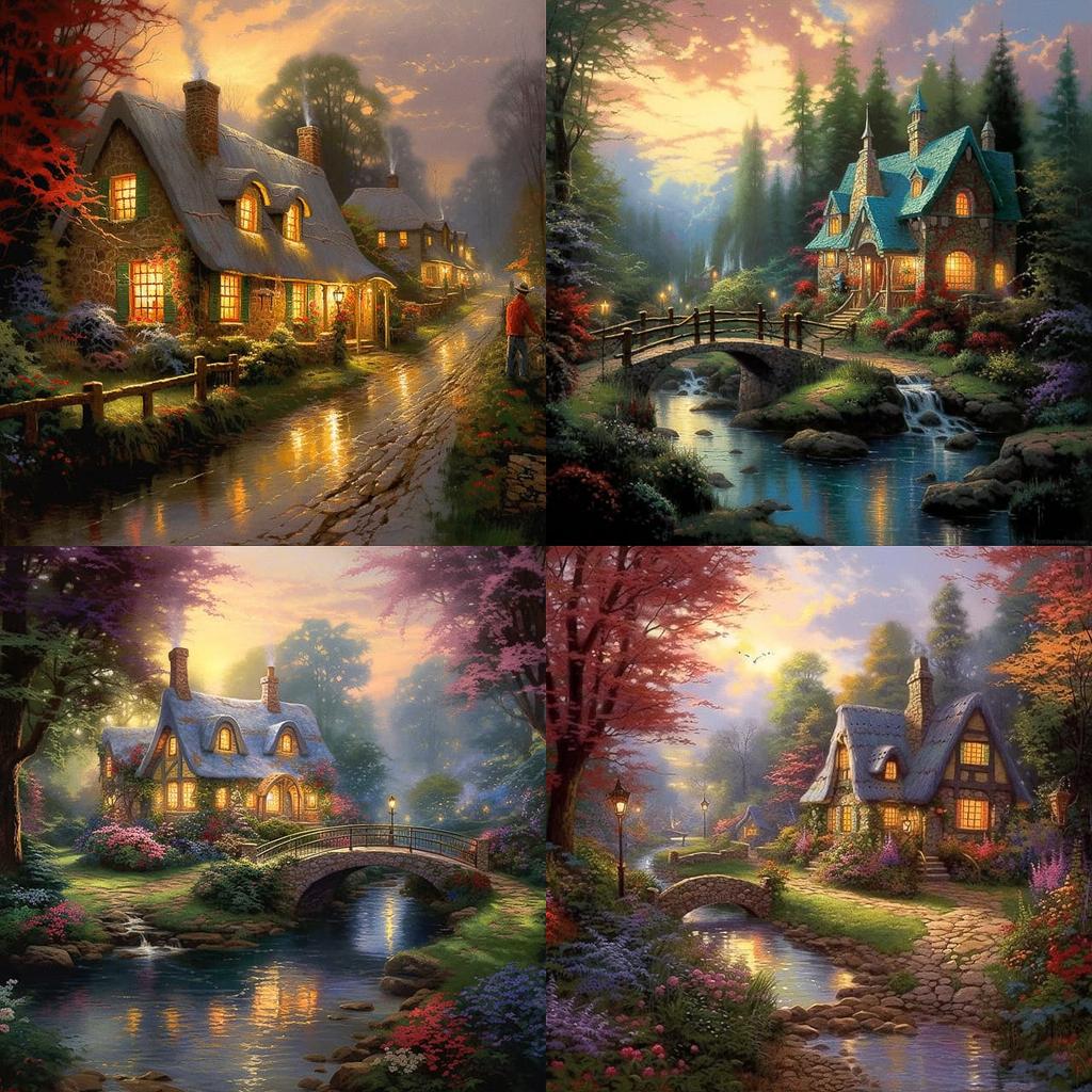 Thomas Kinkade style, Midjourney V5.1, render 1 of 4