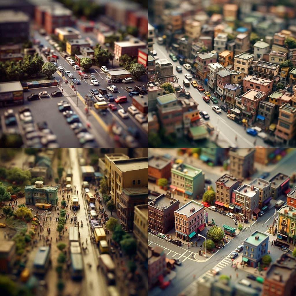 Tilt-Shift style, Midjourney V5.1, render 1 of 4