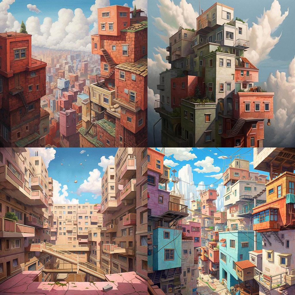 Tilted view style, Midjourney V5.1, render 1 of 4