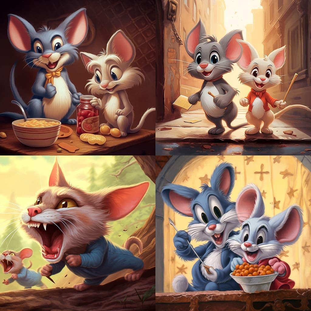 Tom and Jerry style, Midjourney V5.1, render 1 of 4