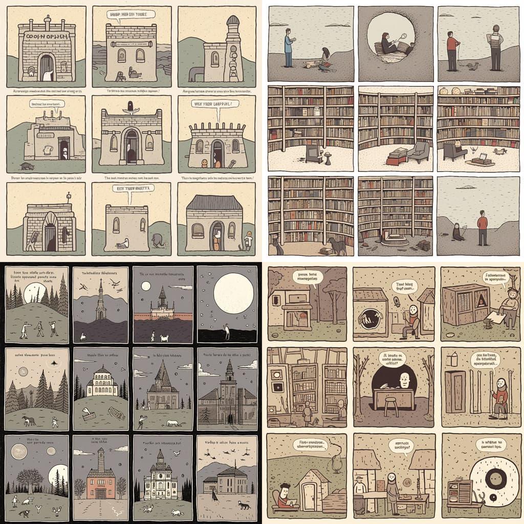 Tom Gauld style, Midjourney V5.1, render 1 of 4