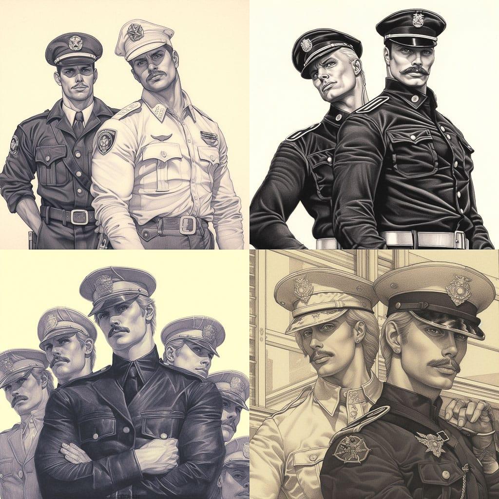 Tom of Finland style, Midjourney V5.1, render 1 of 4