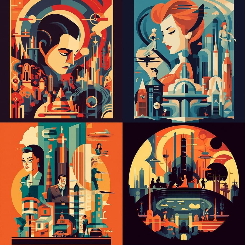 Tom Whalen style, Midjourney V5.1, render 1 of 4