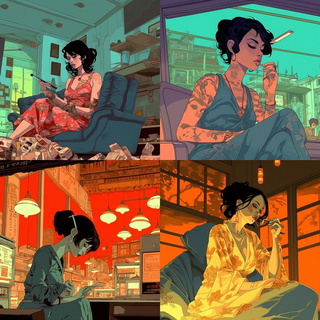 Tomer Hanuka style, Midjourney V5.1, render 1 of 4