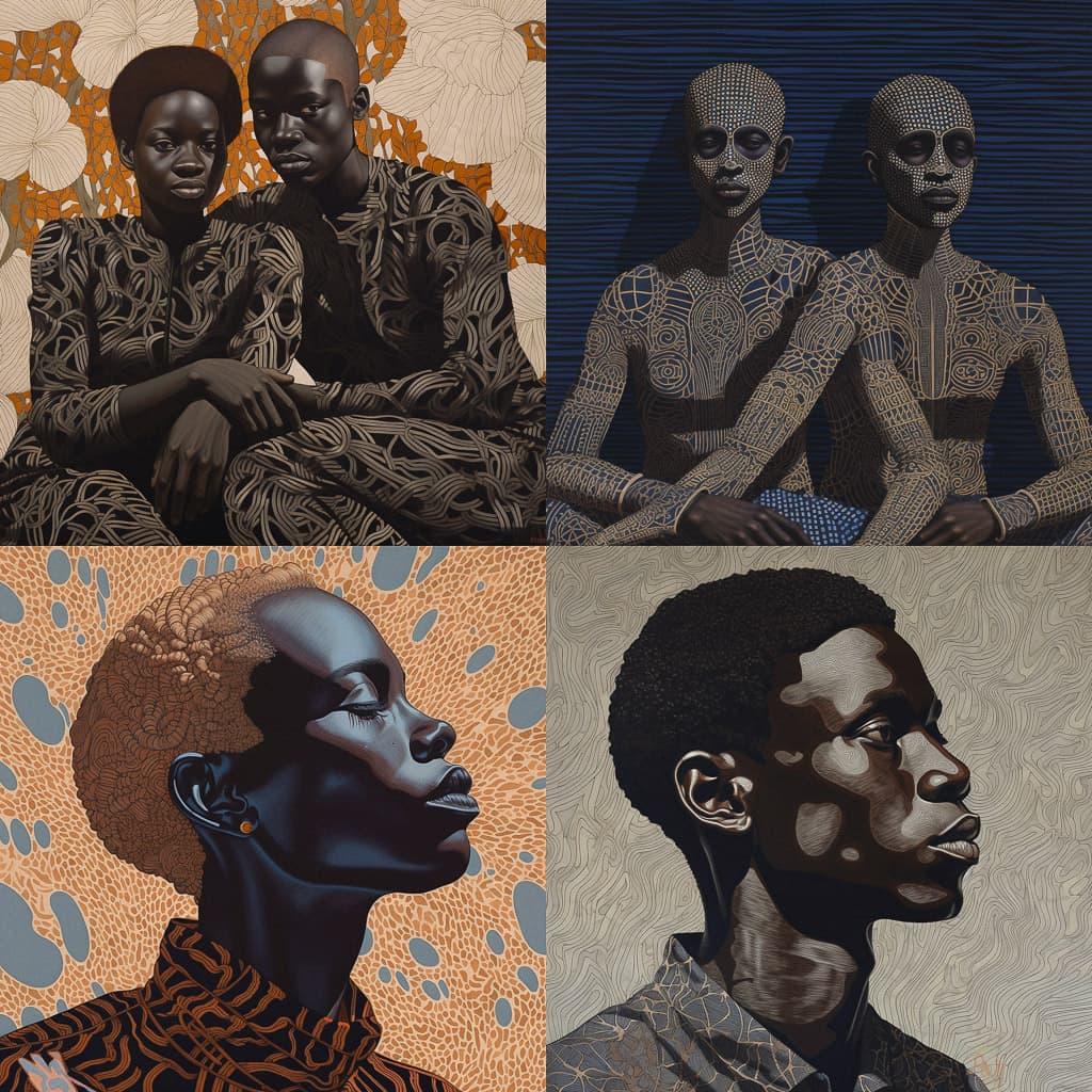 Toyin Ojih Odutola style, Midjourney V5.1, render 1 of 4