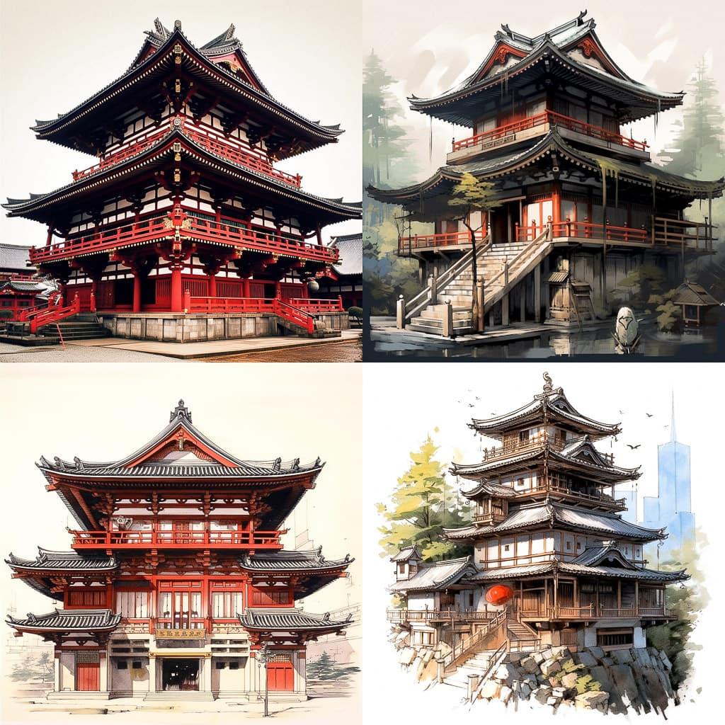 Traditional Japanese architecture style, Midjourney V5.1, render 1 of 4