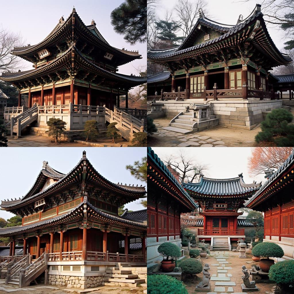 Traditional Korean architecture style, Midjourney V5.1, render 1 of 4
