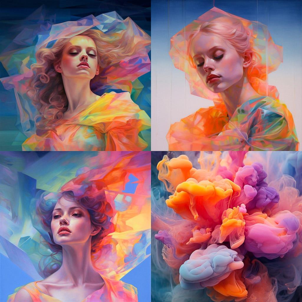 Translucent colors style, Midjourney V5.1, render 1 of 4