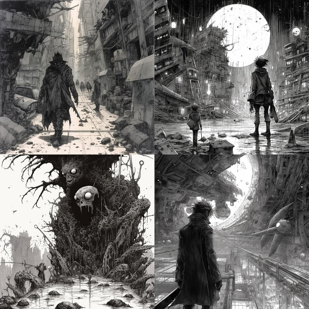 Tsutomu Nihei style, Midjourney V5.1, render 1 of 4