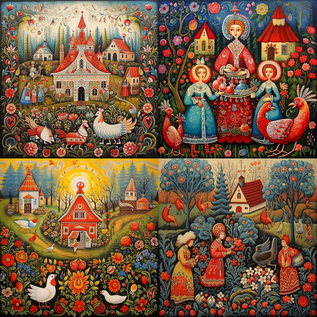 Ukrainian folk art style, Midjourney V5.1, render 1 of 4