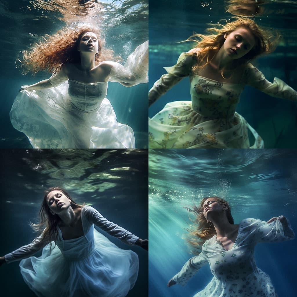 Underwater photography style, Midjourney V5.1, render 1 of 4