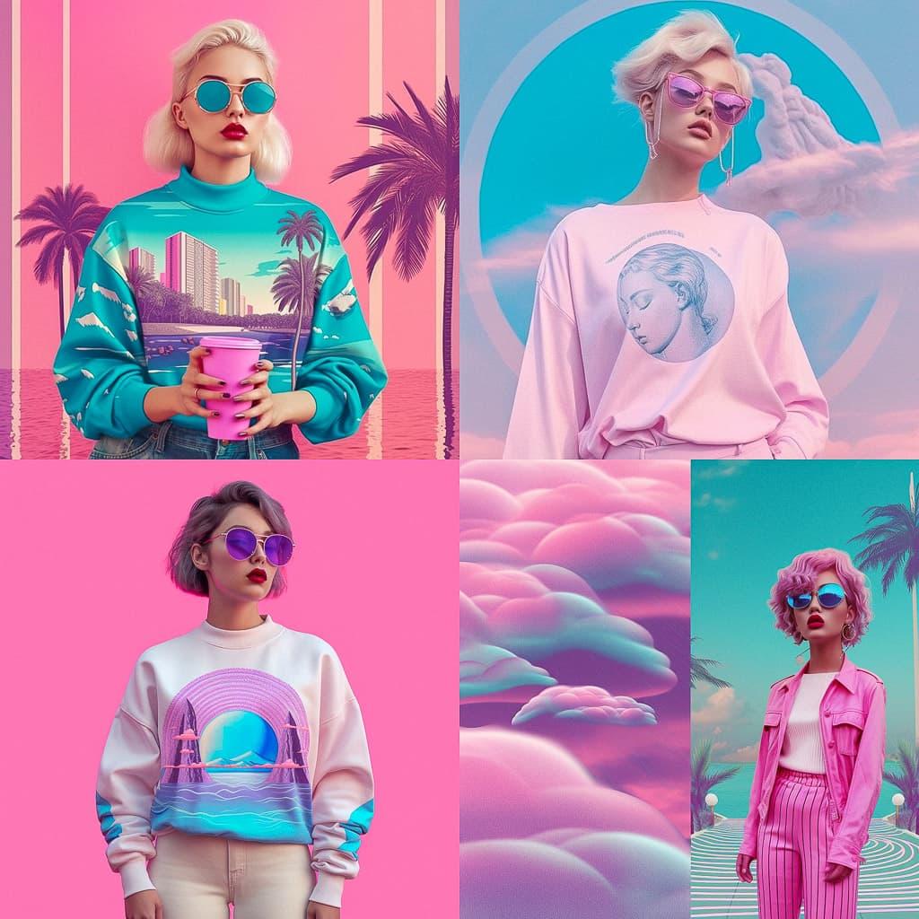 Vaporwave fashion style, Midjourney V5.1, render 1 of 4