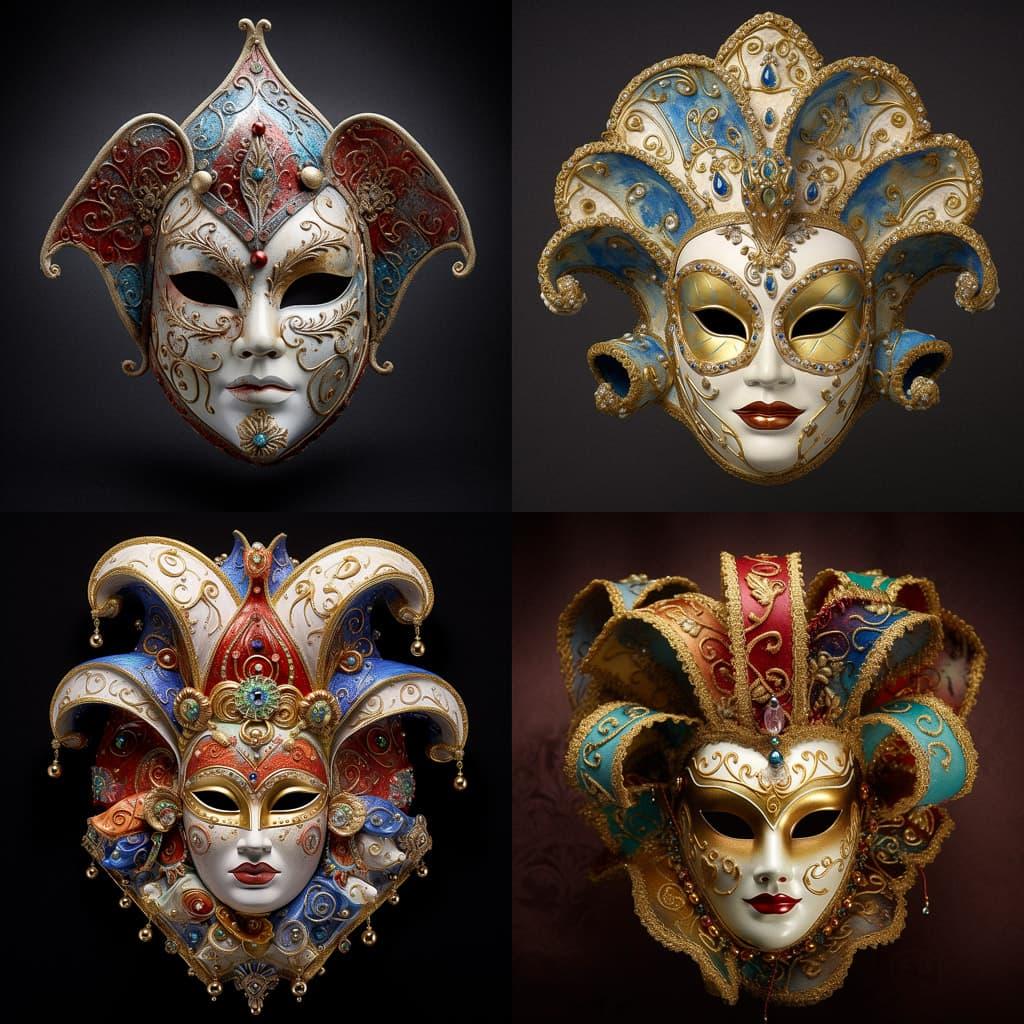 Venetian carnival mask style, Midjourney V5.1, render 1 of 4