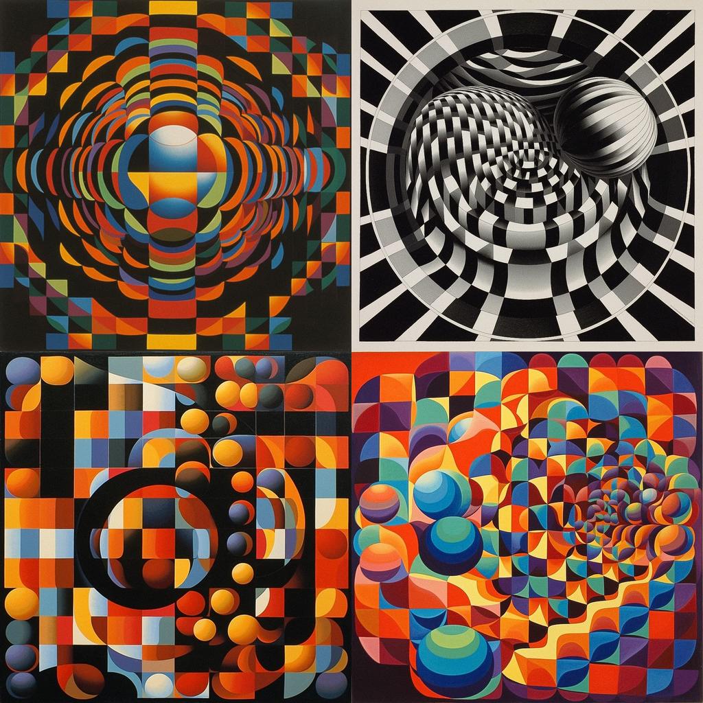 Victor Vasarely style, Midjourney V5.1, render 1 of 4