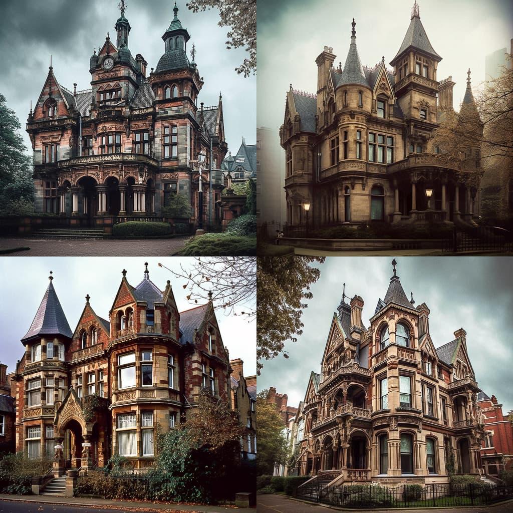 Victorian architecture style, Midjourney V5.1, render 1 of 4