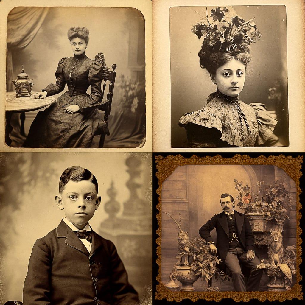 Victorian era cabinet card style, Midjourney V5.1, render 1 of 4