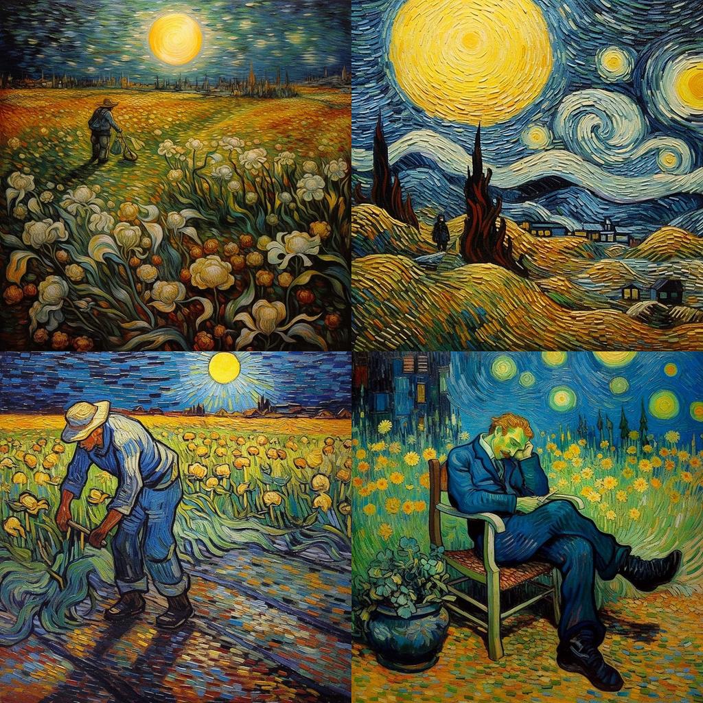 Vincent van Gogh style, Midjourney V5.1, render 1 of 4