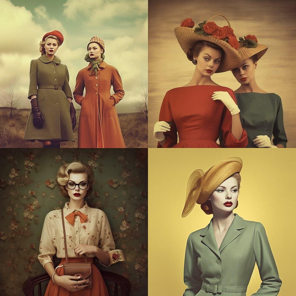 Vintage fashion style, Midjourney V5.1, render 1 of 4