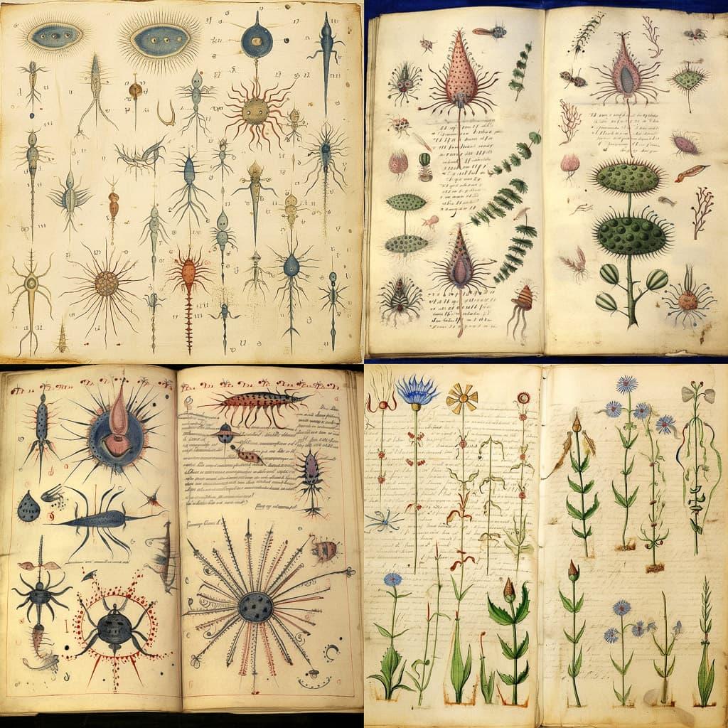 Voynich manuscript style, Midjourney V5.1, render 1 of 4