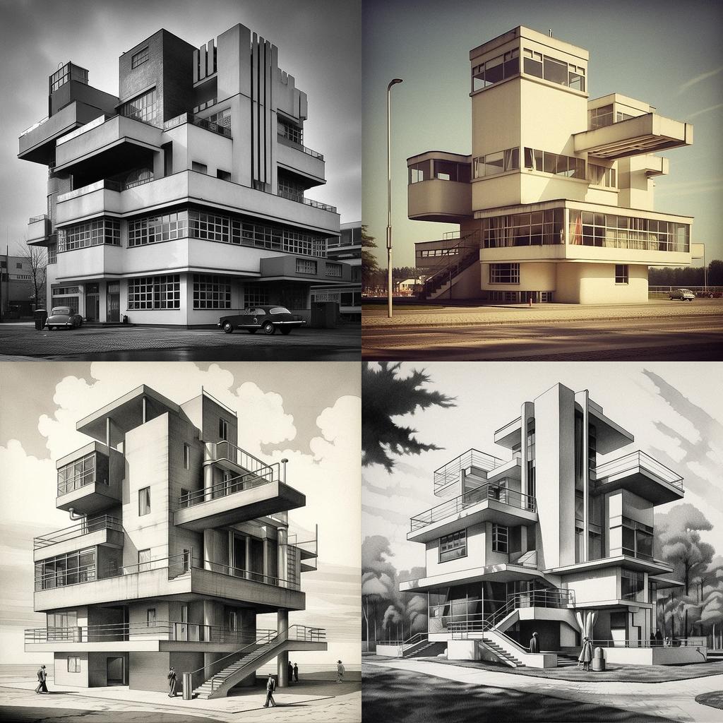 Walter Gropius style, Midjourney V5.1, render 1 of 4