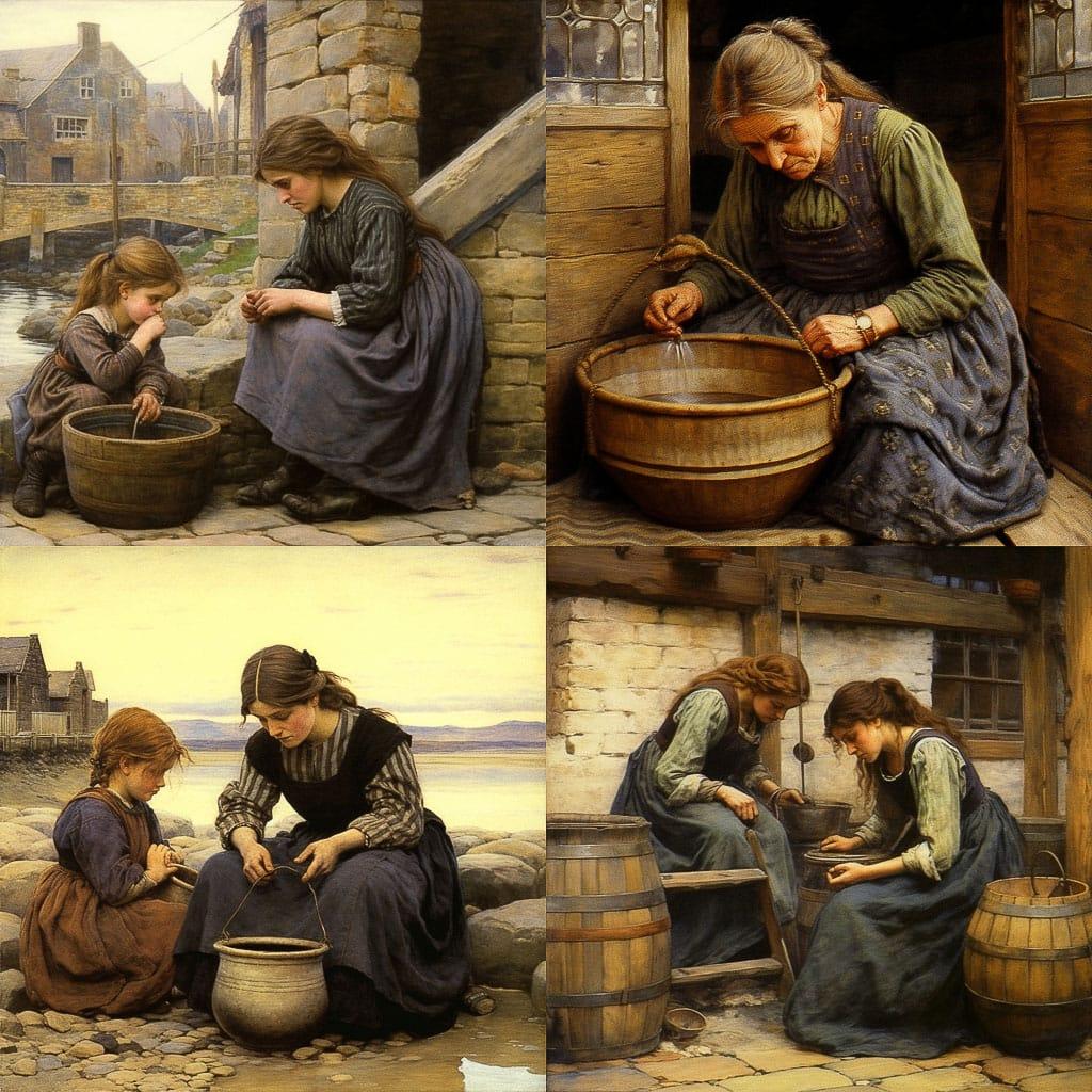 Walter Langley style, Midjourney V5.1, render 1 of 4