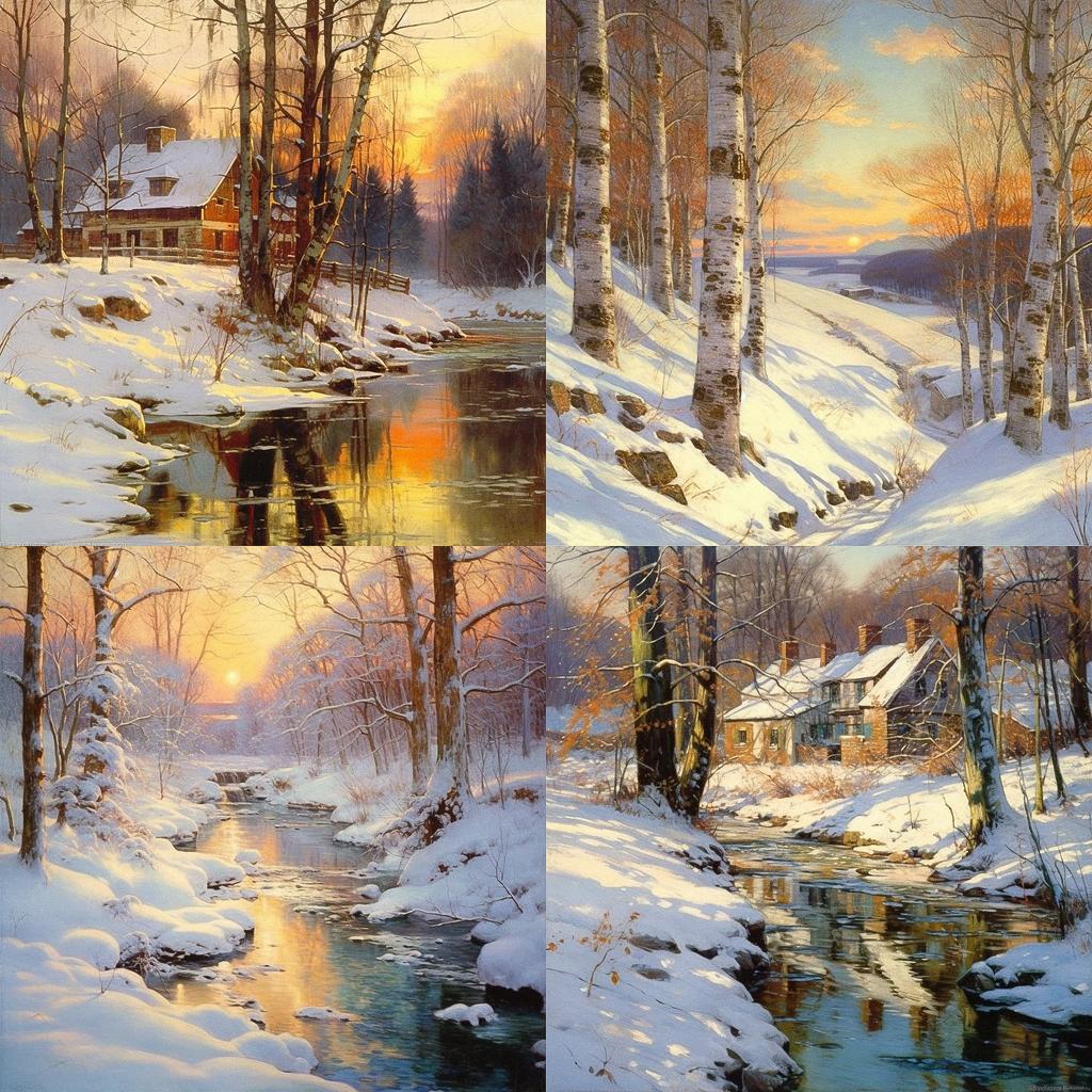Walter Launt Palmer style, Midjourney V5.1, render 1 of 4