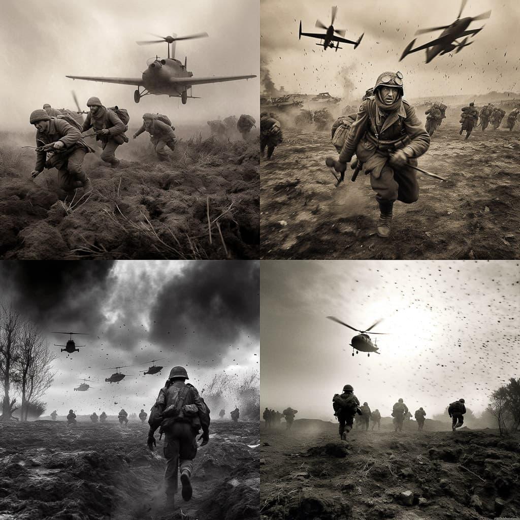 War photography style, Midjourney V5.1, render 1 of 4