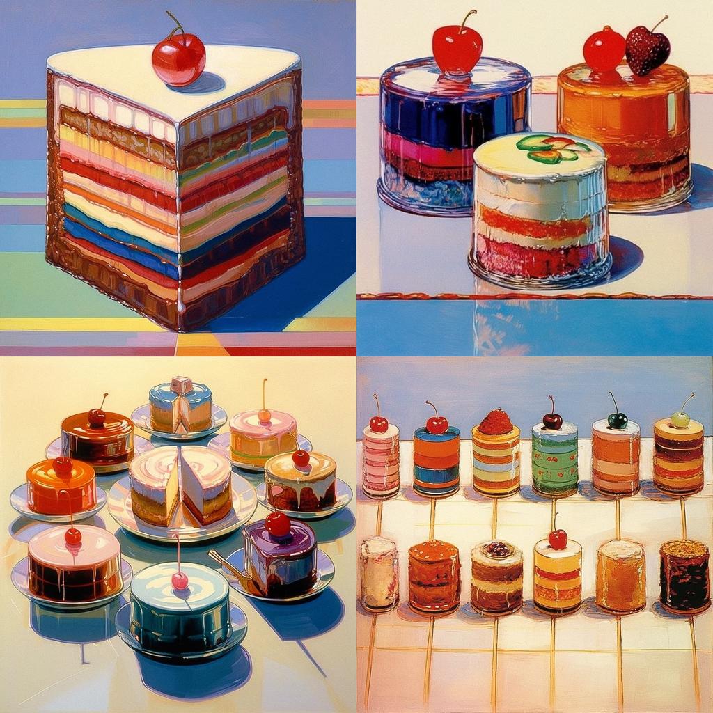 Wayne Thiebaud style, Midjourney V5.1, render 1 of 4