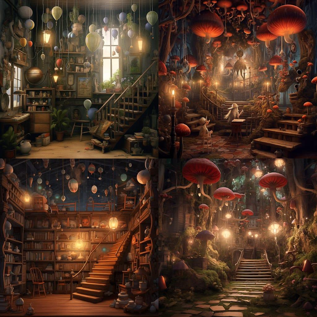 Whimsical atmosphere style, Midjourney V5.1, render 1 of 4