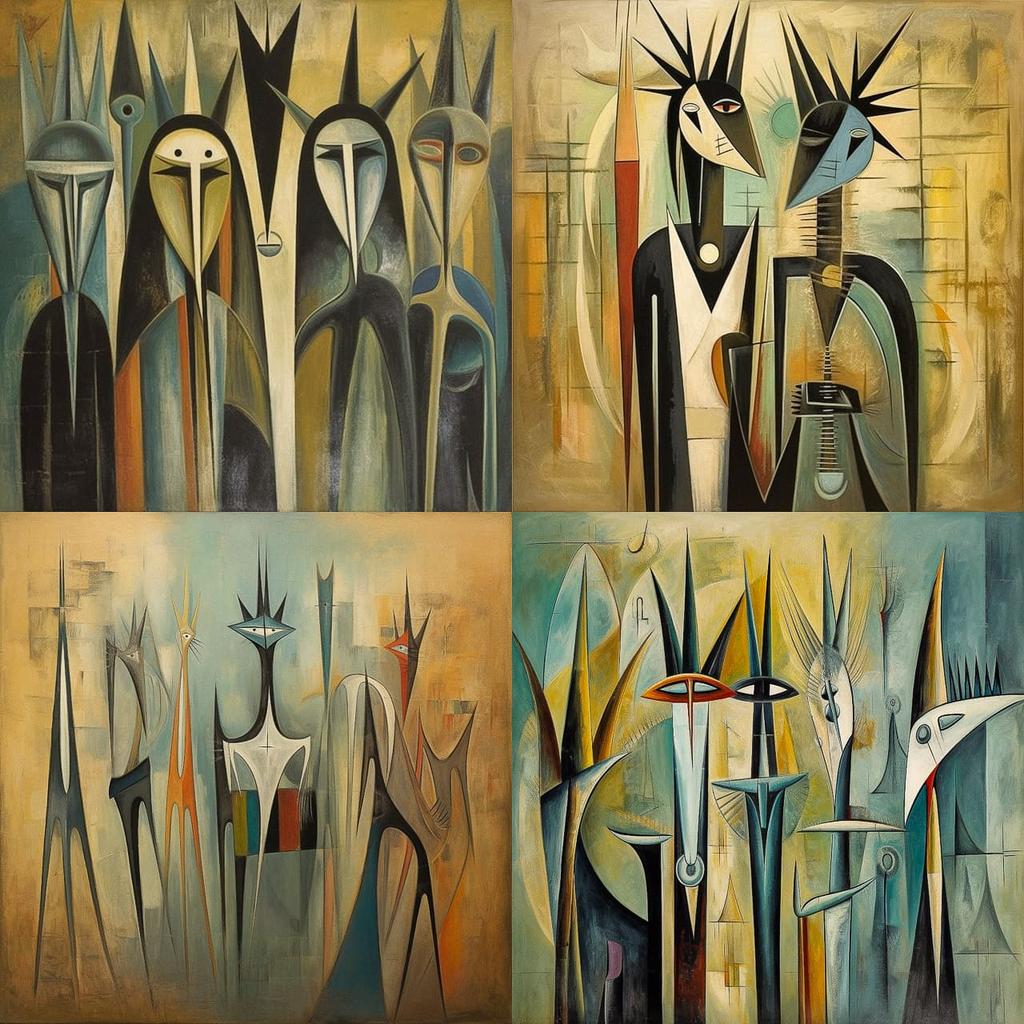 Wilfredo Lam style, Midjourney V5.1, render 1 of 4