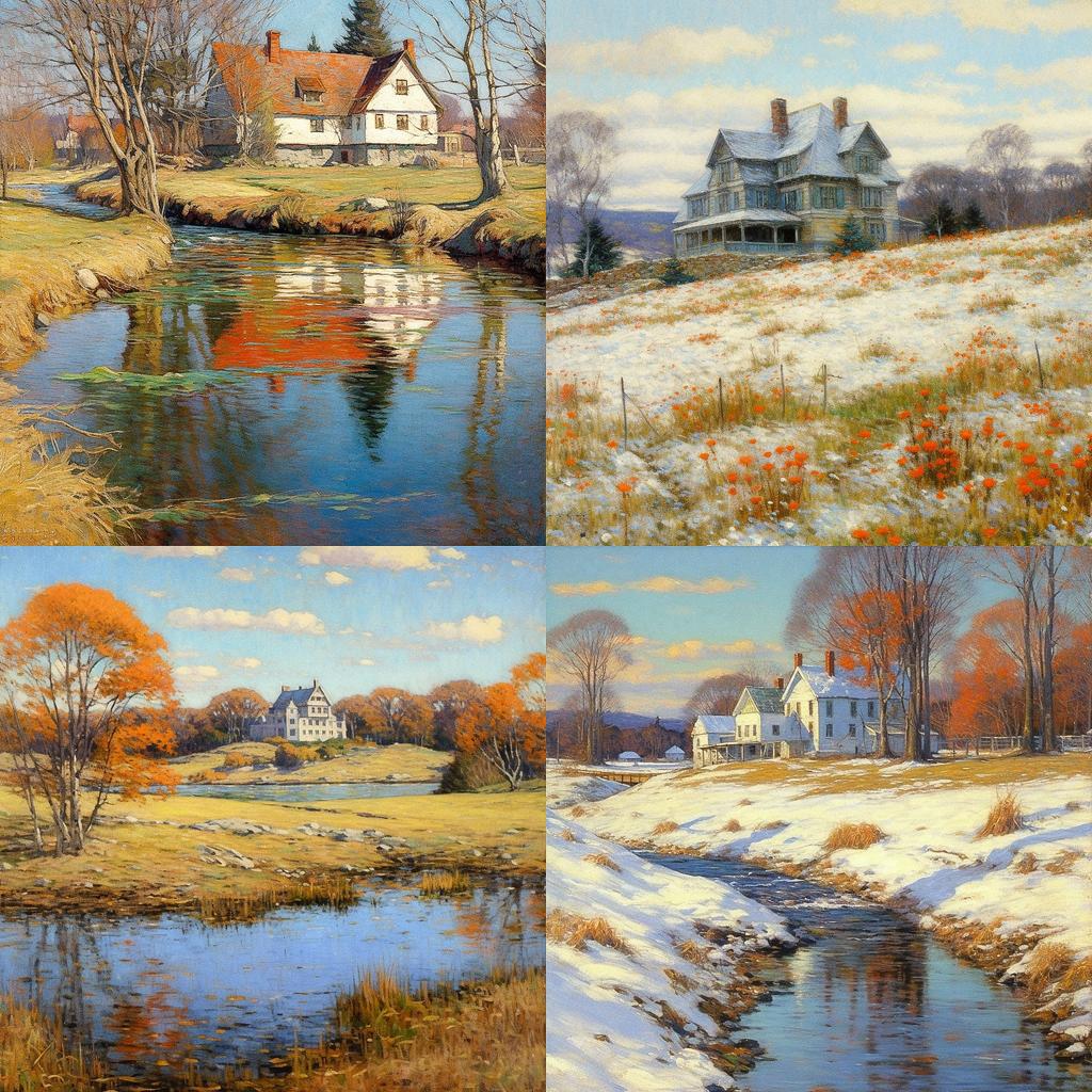 Willard Metcalf style, Midjourney V5.1, render 1 of 4