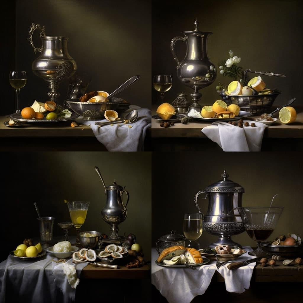 Willem Claesz. Heda style, Midjourney V5.1, render 1 of 4