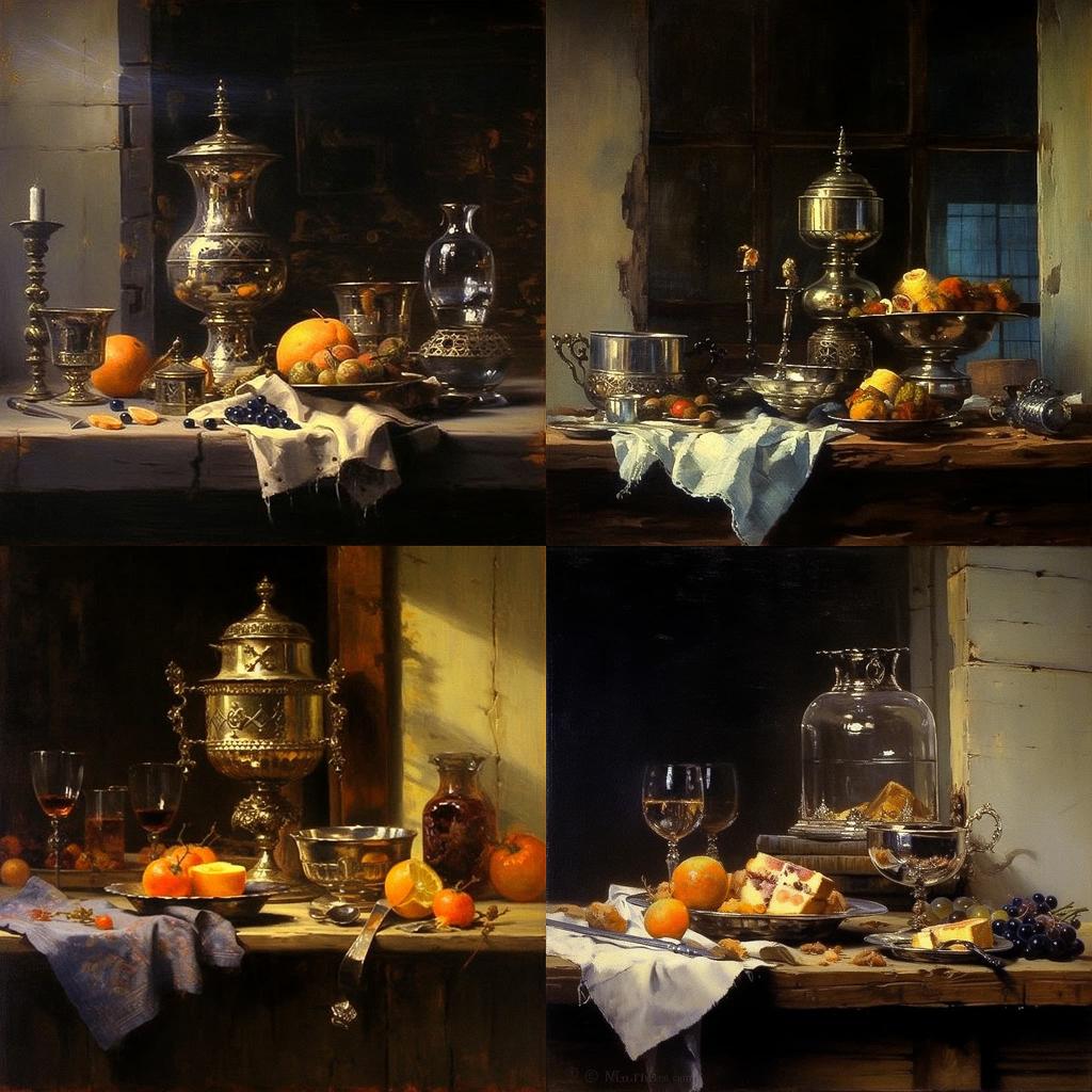 Willem Kalf style, Midjourney V5.1, render 1 of 4