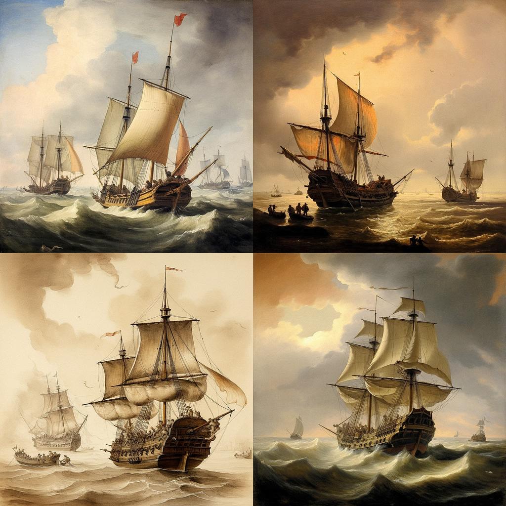 Willem van der Velde style, Midjourney V5.1, render 1 of 4