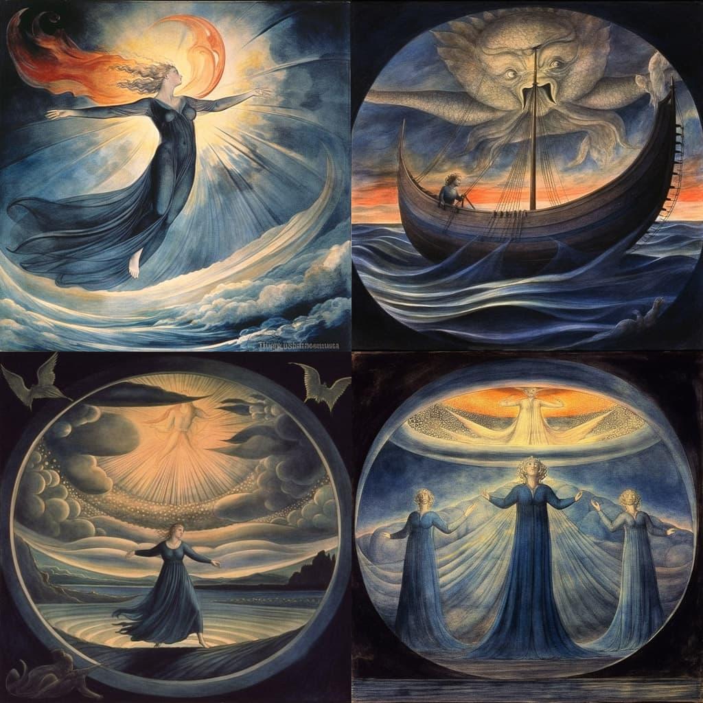 William Blake style, Midjourney V5.1, render 1 of 4