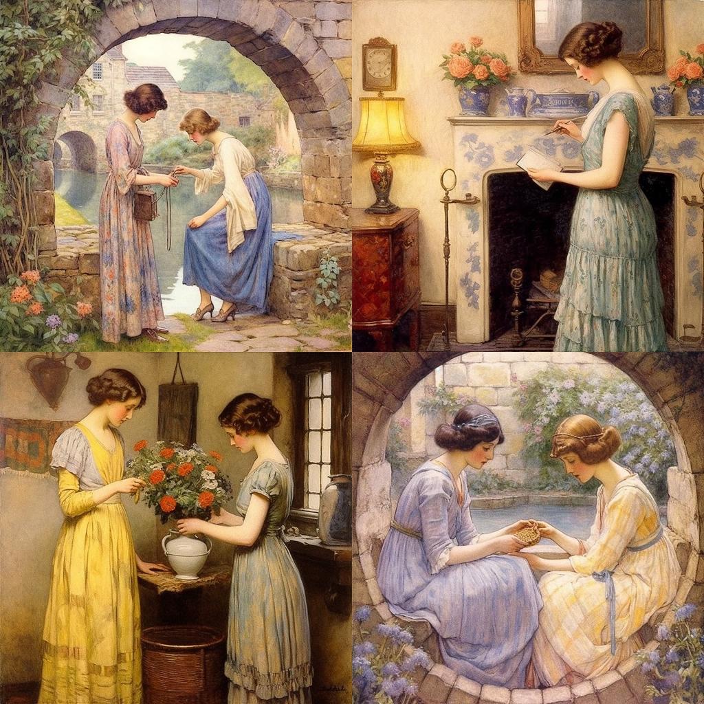 William Henry Margetson style, Midjourney V5.1, render 1 of 4