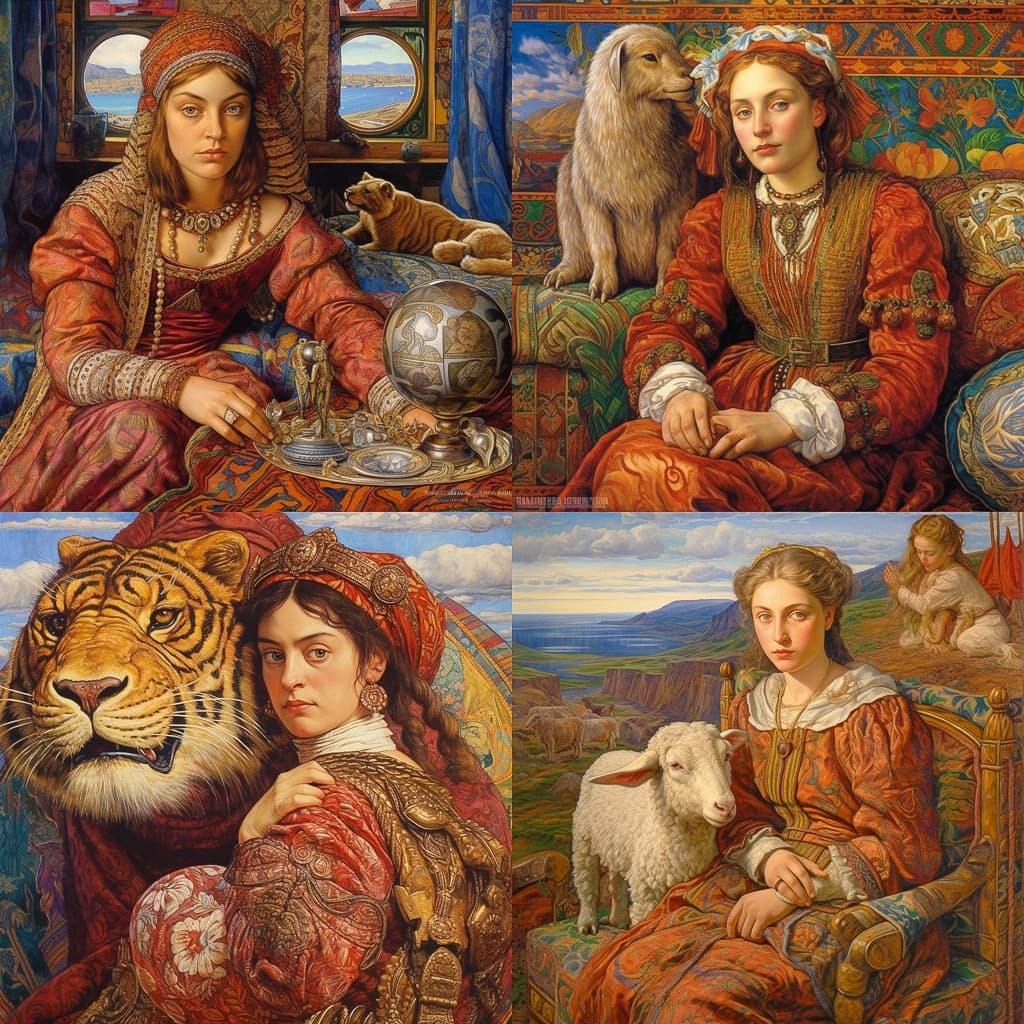 William Holman Hunt style, Midjourney V5.1, render 1 of 4