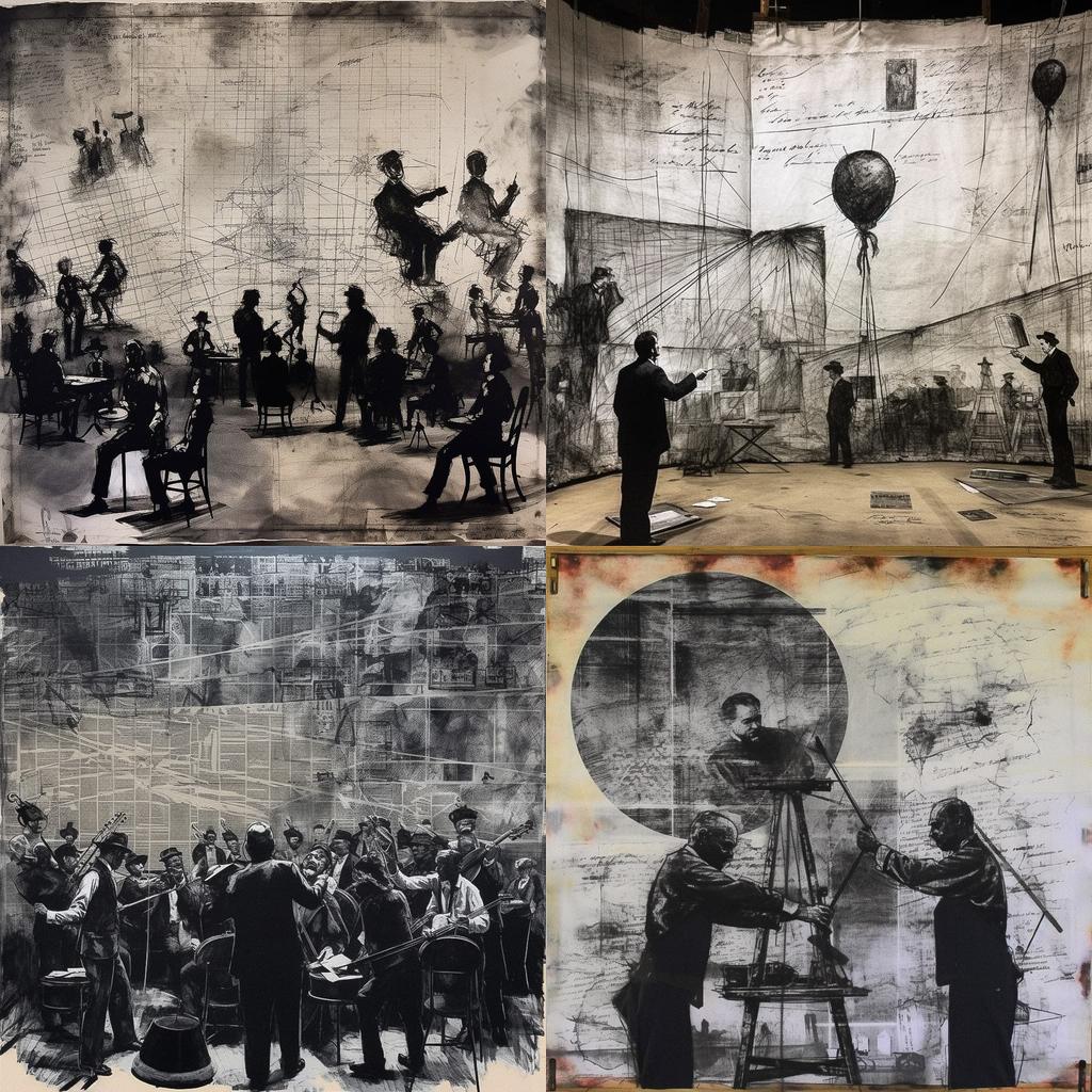William Kentridge style, Midjourney V5.1, render 1 of 4
