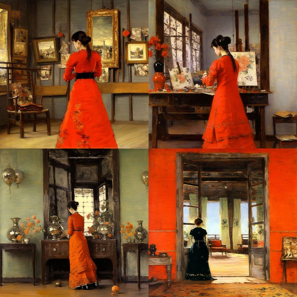 William Merritt Chase style, Midjourney V5.1, render 1 of 4