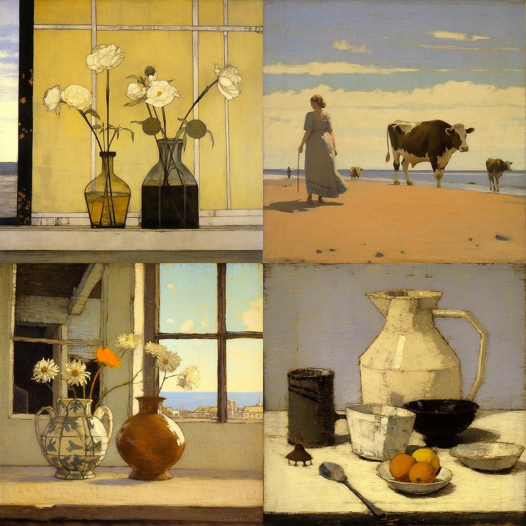 William Nicholson style, Midjourney V5.1, render 1 of 4