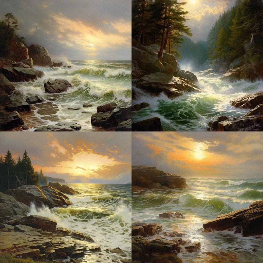 William Trost Richards style, Midjourney V5.1, render 1 of 4