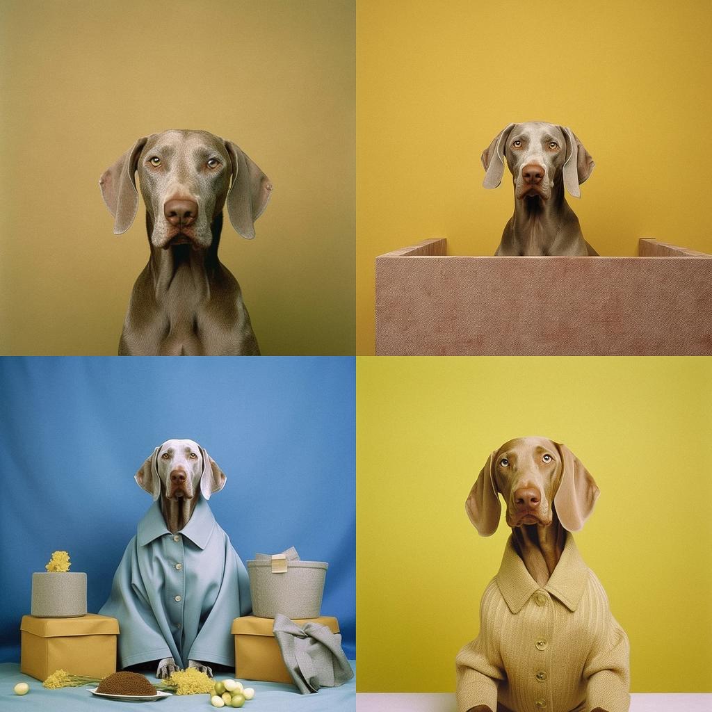 William Wegman style, Midjourney V5.1, render 1 of 4
