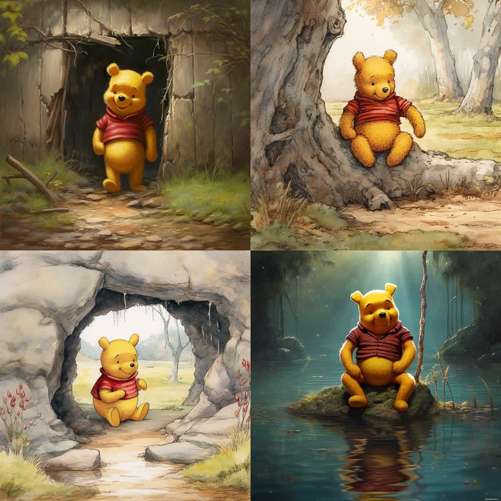 Winnie-the-Pooh style, Midjourney V5.1, render 1 of 4