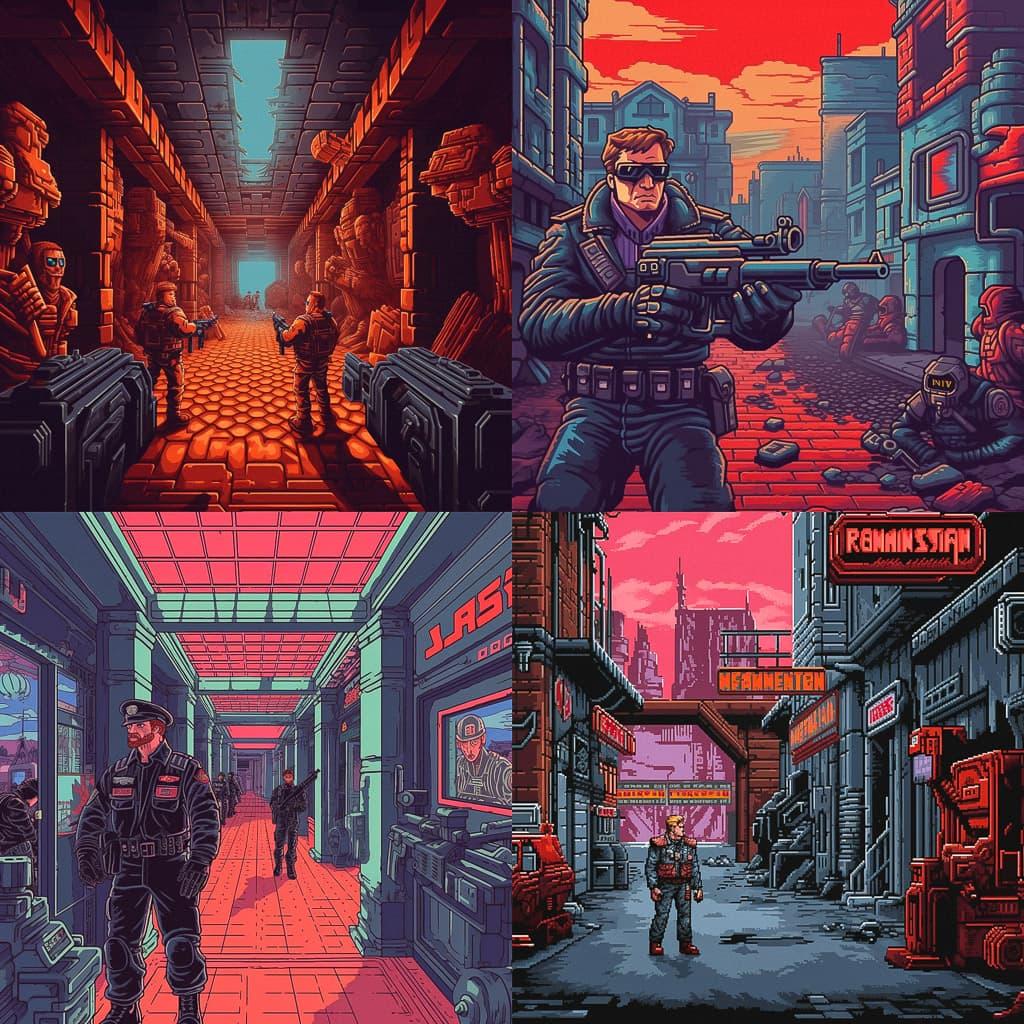 Wolfenstein 3D style, Midjourney V5.1, render 1 of 4