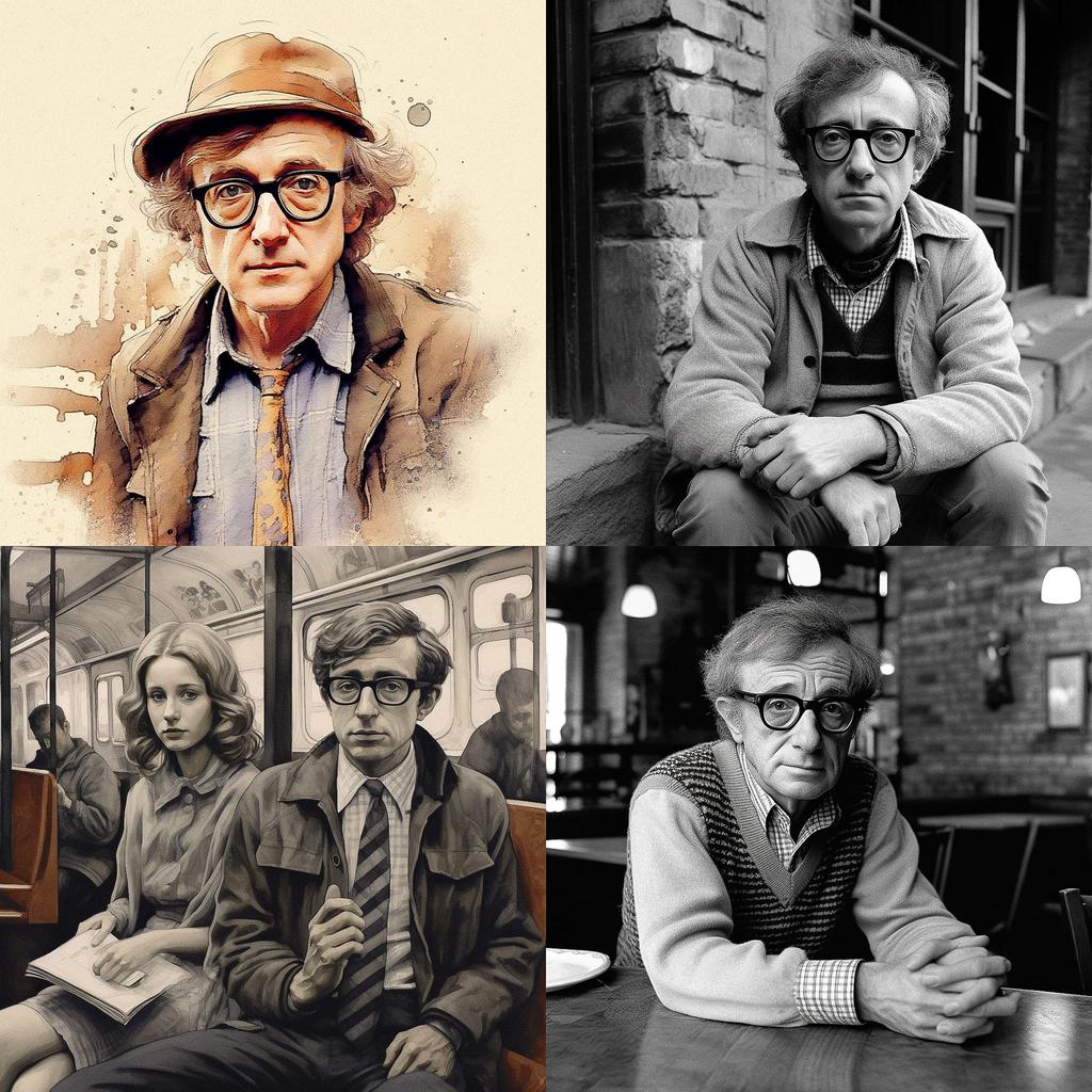 Woody Allen style, Midjourney V5.1, render 1 of 4