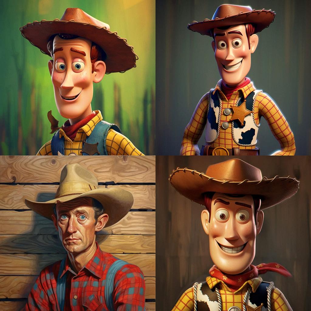 Woody style, Midjourney V5.1, render 1 of 4