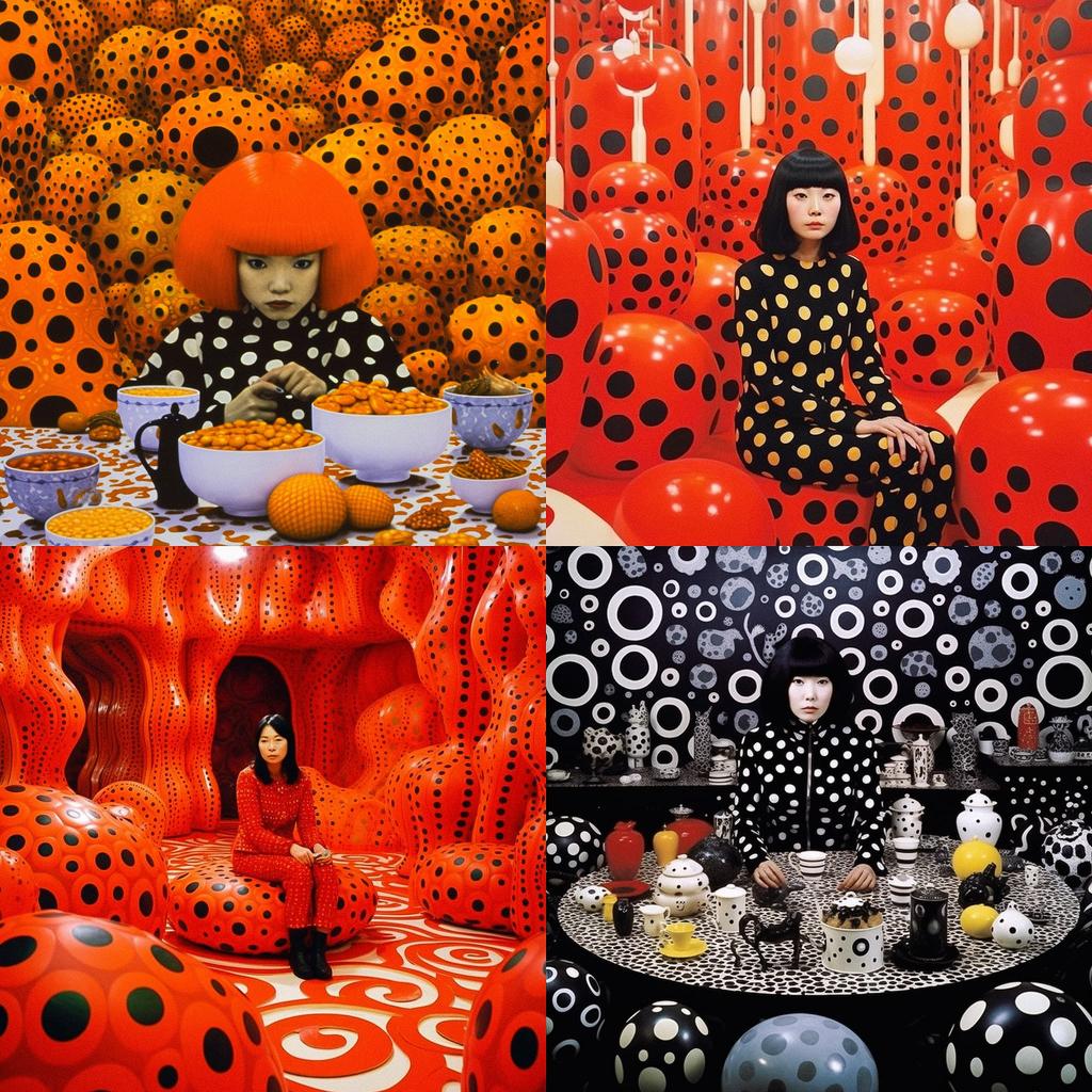 Yayoi Kusama style, Midjourney V5.1, render 1 of 4