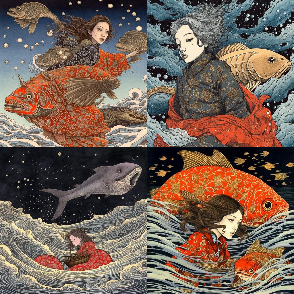 Yuko Shimizu style, Midjourney V5.1, render 1 of 4